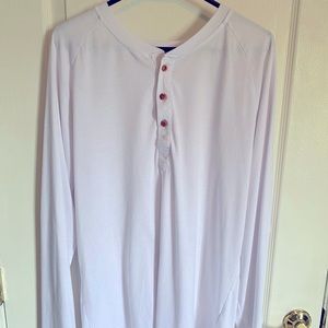 Long sleeve white button t shirt large